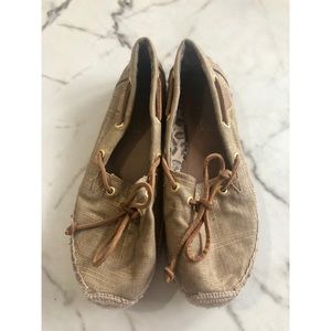 Sperry Topsider Metallic Canvas Shoes size 6